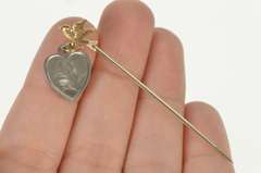 Gold Filled Hummingbird Dove Sweetheart Etched Stick Pin