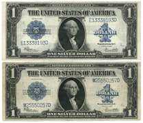 2 Nicer 1923 Series Large Size $1 Silver Certificates