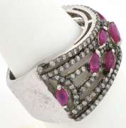 Sparkling Ruby & Diamond Ring in Sterling Silver