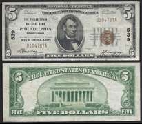 $5 1929 Philadelphia National Bank PA