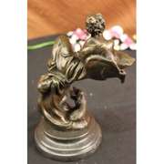 Little Lady with Dog Baby Bronze Sculpture