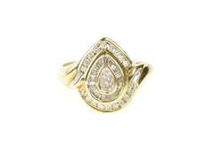 10K Yellow Gold 0.56 Ctw Diamond Pear Channel Statement Ring