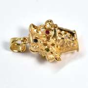 Flower Basket  Pendant with Colored Stones