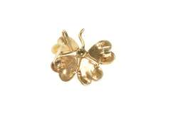 10K Yellow Gold Seed Pearl Encrusted Diamond Shamrock Pin/Brooch