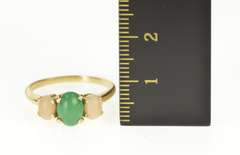 14K Yellow Gold Oval Turquoise Coral Retro Statement Ring