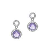 Sterling Silver 2.4 ct. Amethyst and CZ Circle Dangle Earrings