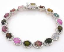Gorgeous Tourmaline & Diamond Necklace in Sterling Silver