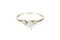 14K White Gold Princess Diamond Cluster Accent Engagement Ring