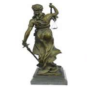 Lady Blind Justice Bronze Statue with Marble Base Sculpture