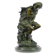 Nude Lady Bronze Statue on Marble Base Figurine