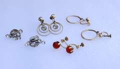 Yellow and White 12K Gold Filled Screw Back Earrings 4 Pairs Lot