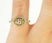 18K Yellow Gold 0.78 Ct Fancy Yellow Diamond Halo Engagement Ring