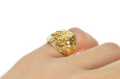 14K Yellow Gold WLS Diamond 1930's Asian Motif Monogram Ring