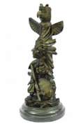 Indian Warrior with Totem Pole Bird Bronze Sculpture