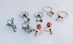 Yellow and White 12K Gold Filled Screw Back Earrings 4 Pairs Lot