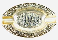 2 Vintage Herbert Hooijkaas Silverplate Ashtrays