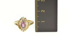 14K Yellow Gold Purple Tourmaline Filigree CZ Cluster Statement Ring