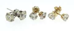 Classic Group of 3 Pairs of 14kt Gold Cubic Zirconia Earrings