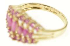 10K Yellow Gold Graduated Marquise Natural Ruby Statement Ring
