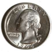 1964 Double D Reverse Type A BU Washington Quarter