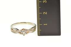 14K White Gold 0.60 Ctw Diamond Halo Criss Cross Engagement Ring