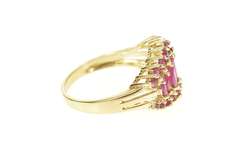 10K Yellow Gold Graduated Marquise Natural Ruby Statement Ring