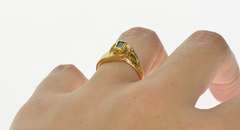 18K Yellow Gold 0.30 Ct Emerald Cut Emerald Ornate Fashion Ring