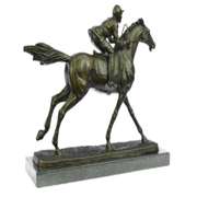 Jockey on Race Horse Bronze Sculpture