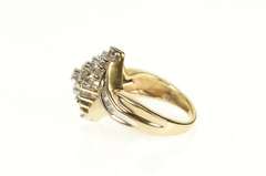 10K Yellow Gold Marquise Diamond Cluster Bypass Statement Ring