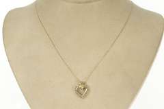 10K Yellow Gold Ornate Diamond Heart Love Valentine Gift Pendant