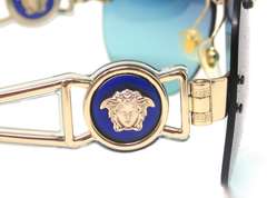 Versace Gold and Smoke Grey Shield Frame Sunglasses