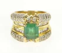 18K Yellow Gold 4.10 Ctw Natural Emerald Diamond Statement Ring