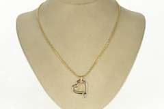 10K White Gold Two Tone Diamond Tiered Heart Love Pendant