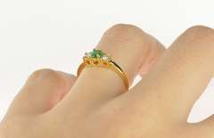 18K Yellow Gold 0.83 Ctw Emerald Diamond Accent Engagement Ring