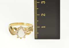 14K Yellow Gold Pear Opal Cubic Zirconia Statement Wavy Ring