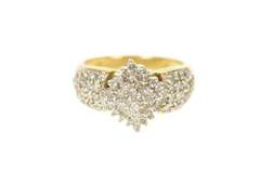 10K Yellow Gold 0.72 Ctw Squared Diamond Cluster Pave Ring