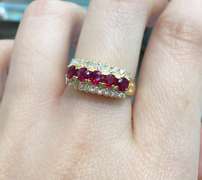 14kt Gold Ruby & Diamond Band Ring
