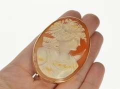 14K Yellow Gold Victorian Artemis Goddess Archer Cameo Pendant/Pin