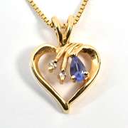 Sweet Tanzanite Heart on Necklace