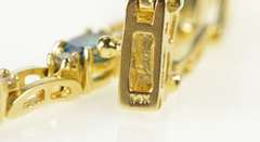 14K Yellow Gold Blue Topaz Diamond Accent Bar Link Tennis Bracelet