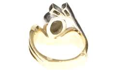 14K Yellow Gold Two Tone Retro Black Star Sapphire Diamond Ring