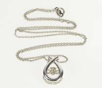 14K White Gold 0.28 Ct Dazzling Diamond Solitaire Chain Necklace