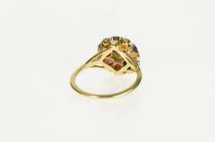 14K Yellow Gold Oval Garnet CZ Floral Cluster Cocktail Ring
