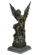 Angel Religion Bronze Statue Marble Base