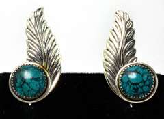 Sterling Silver Turquoise Feather Earrings