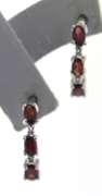 Sterling Silver Red Garnet Half hoop Earrings