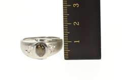 10K White Gold Black Star Sapphire Diamond Accent Men's Ring