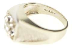 14K White Gold Men's 0.18 Ct Diamond Squared 1960's Wedding Ring