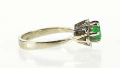 18K White Gold 1960's Natural Emerald Solitaire Engagement Ring