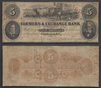 $5 1853 Obsolete Farmers & Exchange Bank Charleston SC